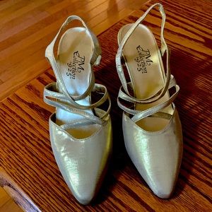 Gold sling back shoes
